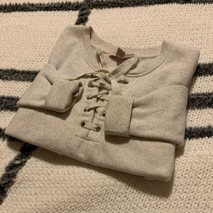 Forever 21 Cropped Lace Up Sweatshirt